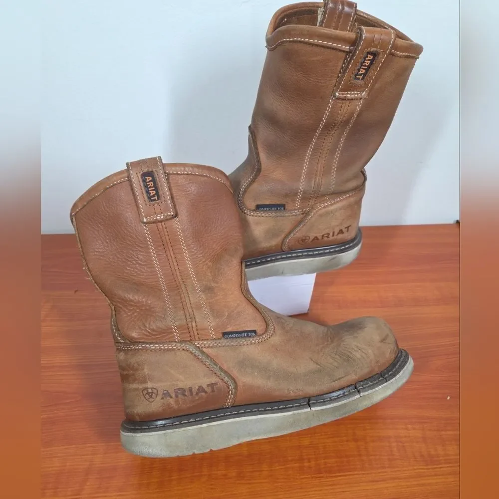 MENS Ariat Rebar Wedge Pull On Waterproof Composite Toe Work Boots sz 7EE AS IS
